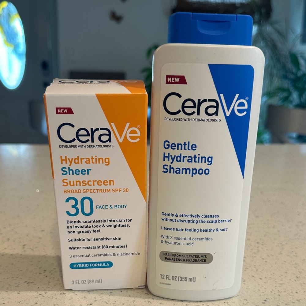 CeraVe Hydrating Sheer Sunscreen and Gentle Hydrating Shampoo Set